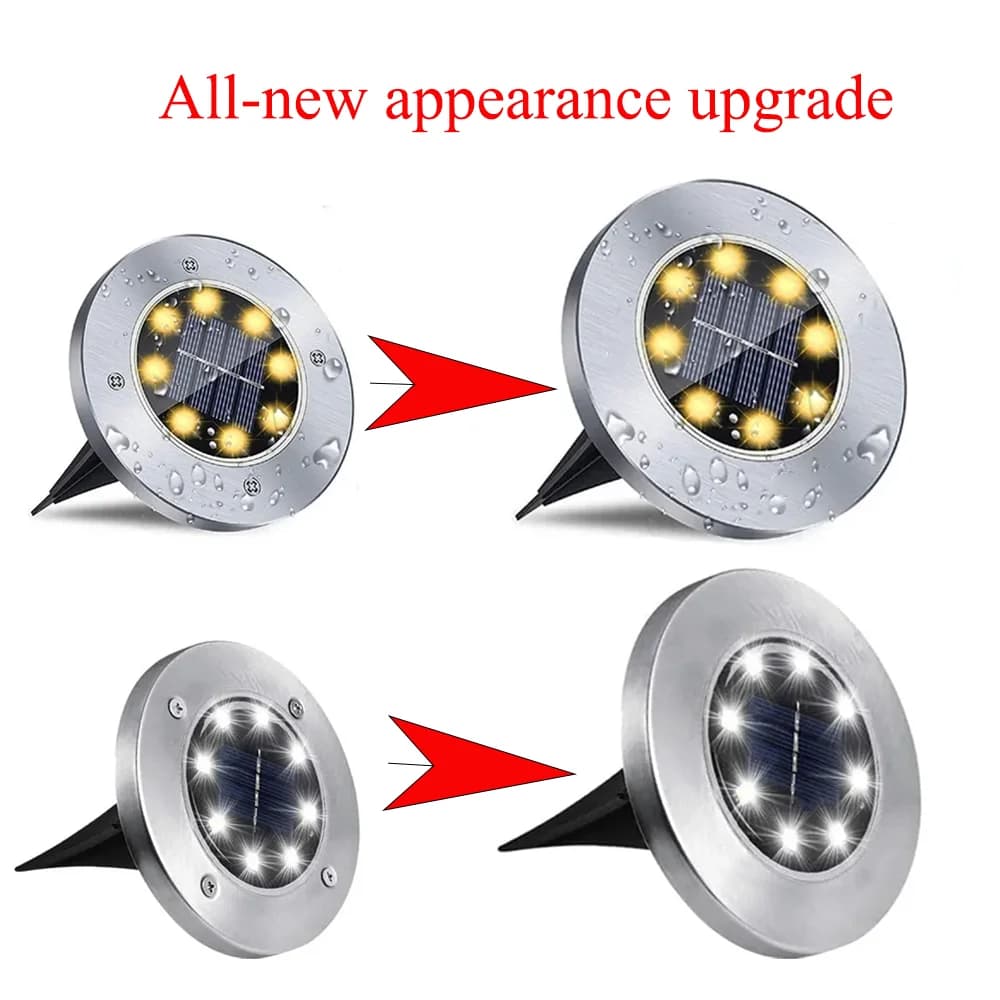 Sada 4 ks solárních LED diskových světel, 8 LED