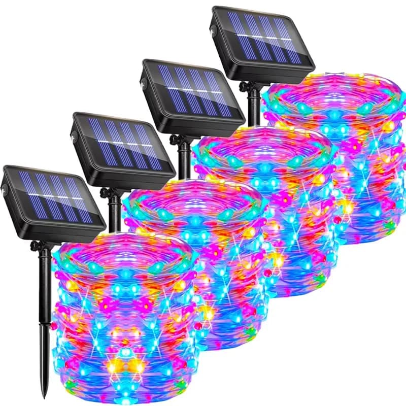 Venkovní solární RGB řetězové světla, vodotěsné