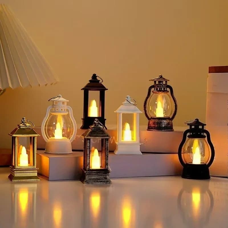 Retro mini LED lucerna svíčková lampa s teplým světlem pro dekoraci