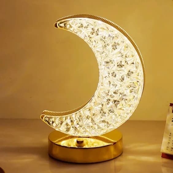 Nabíjecí LED noční světlo s křišťálem hvězda a měsíc