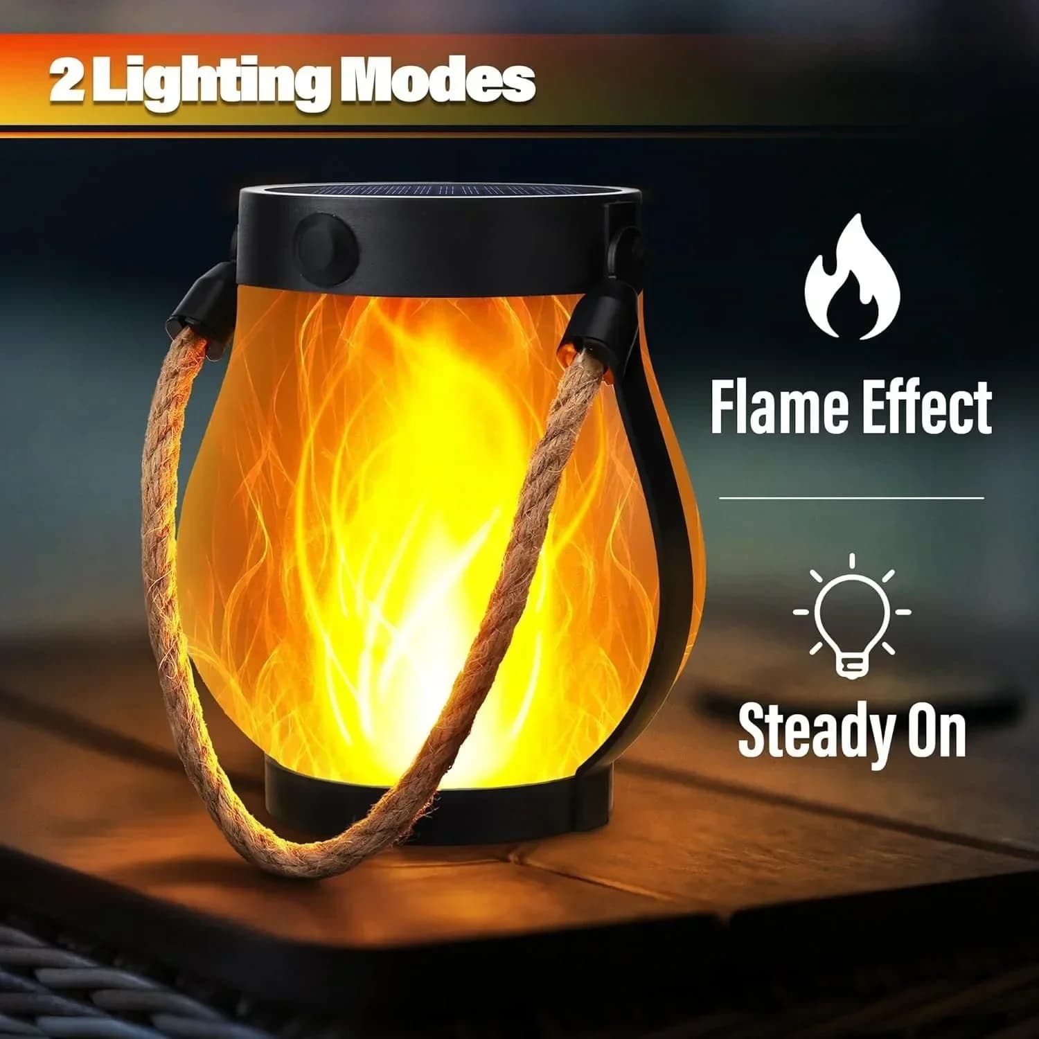 Přenosná LED lampa na USB s dobíjením, efekt plamene