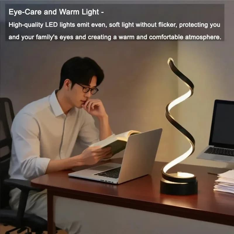 Spirální LED stolní lampa, 3 barevné teploty