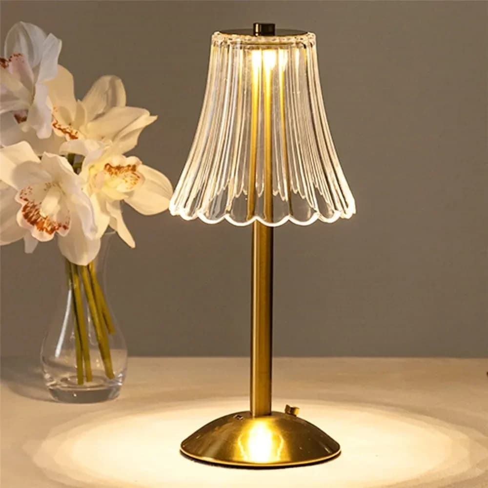 Retro bronzová LED stolní lampa s trojbarevným stmíváním