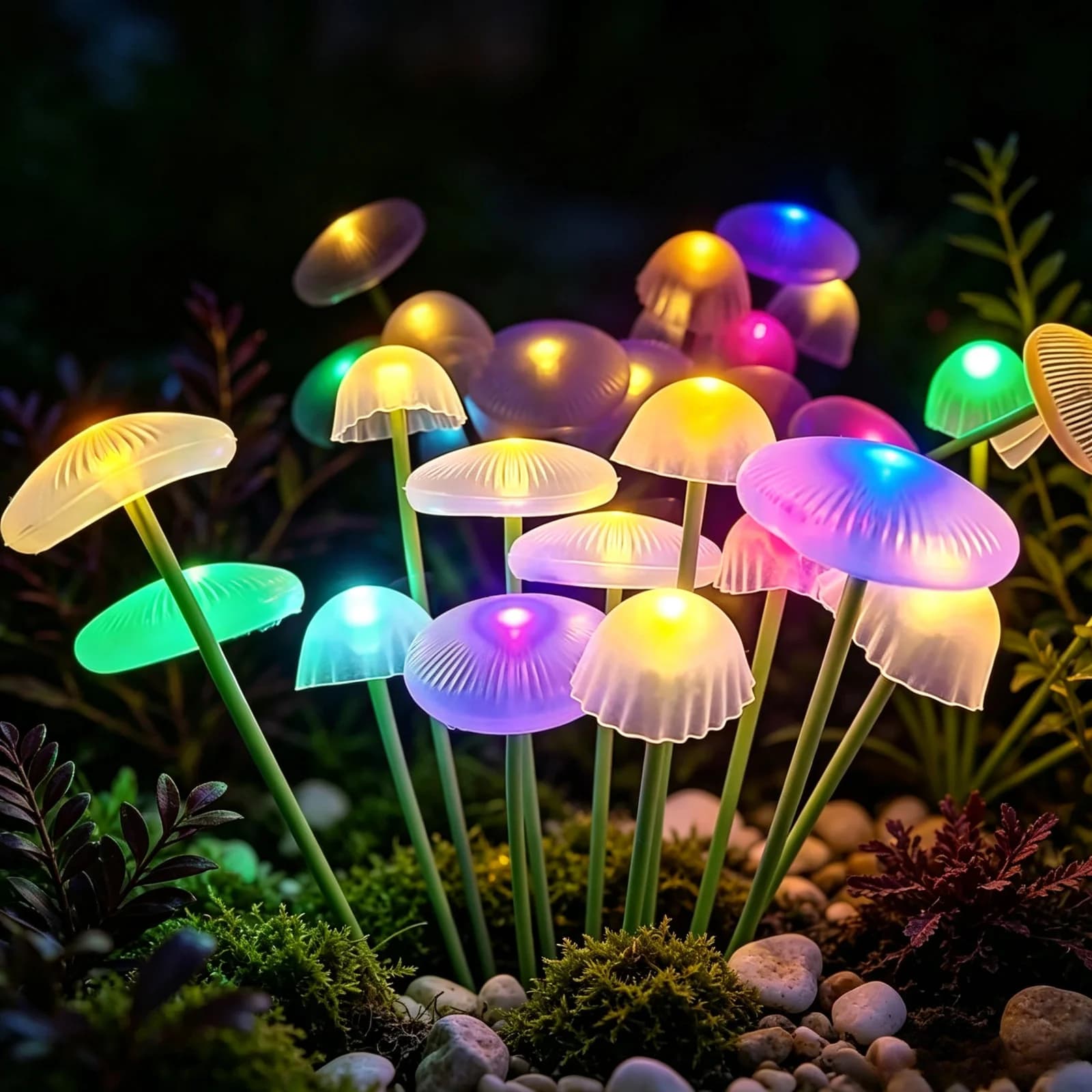 Solární LED zahradní světlo ve tvaru houby, duální režim