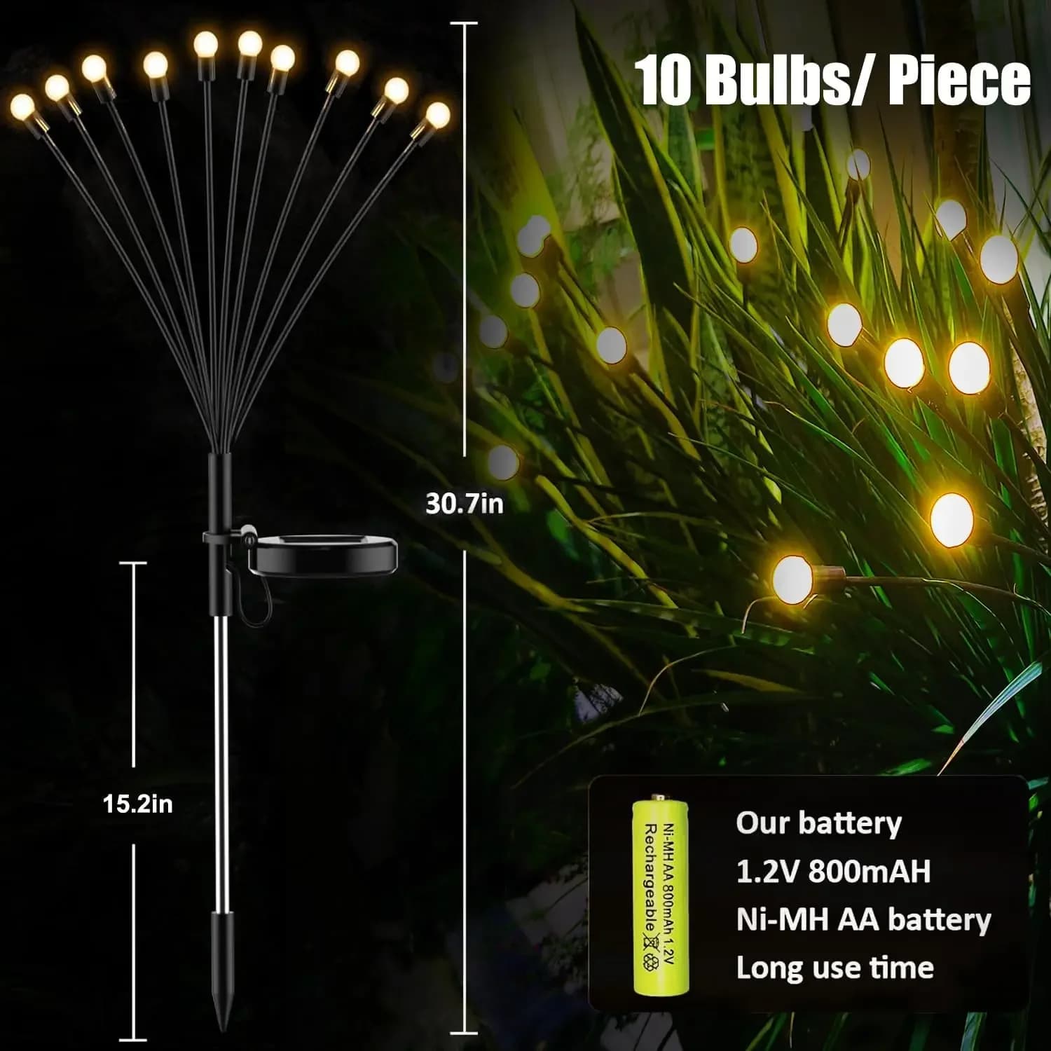 Tříhlavá solární zahradní lampa světlušky