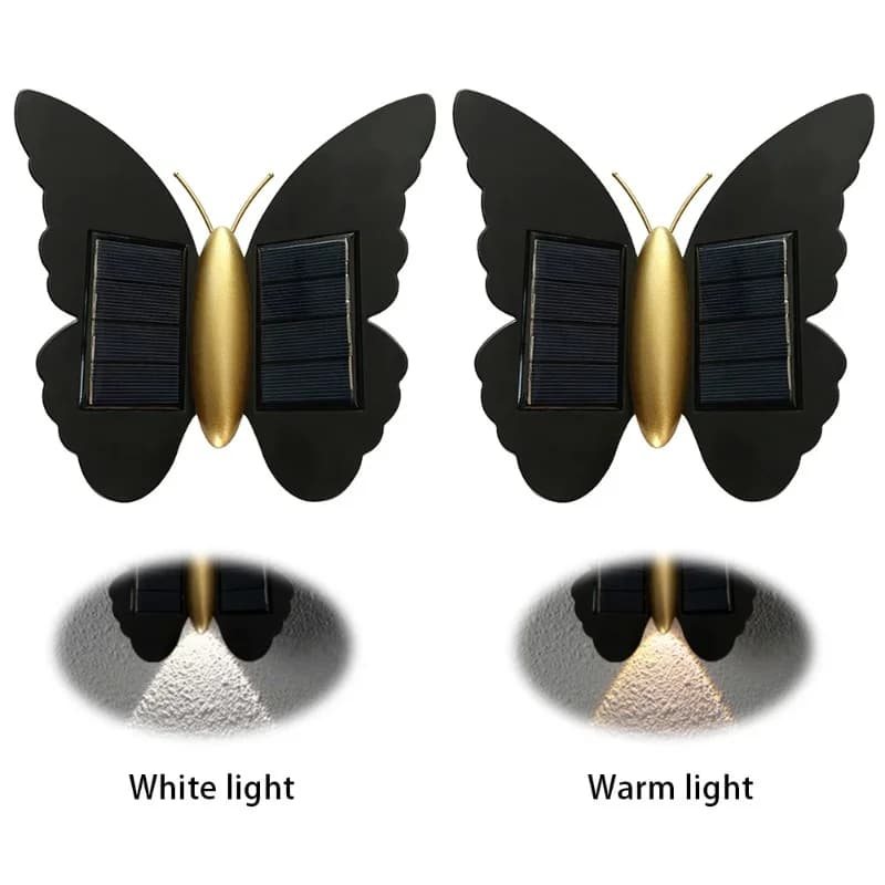 Solární LED nástěnné světlo ve tvaru motýla