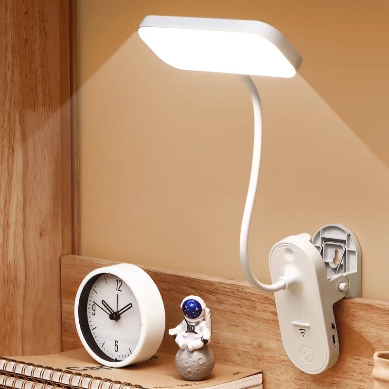 USB nabíjecí LED lampička na čtení s klipem, stmívatelná