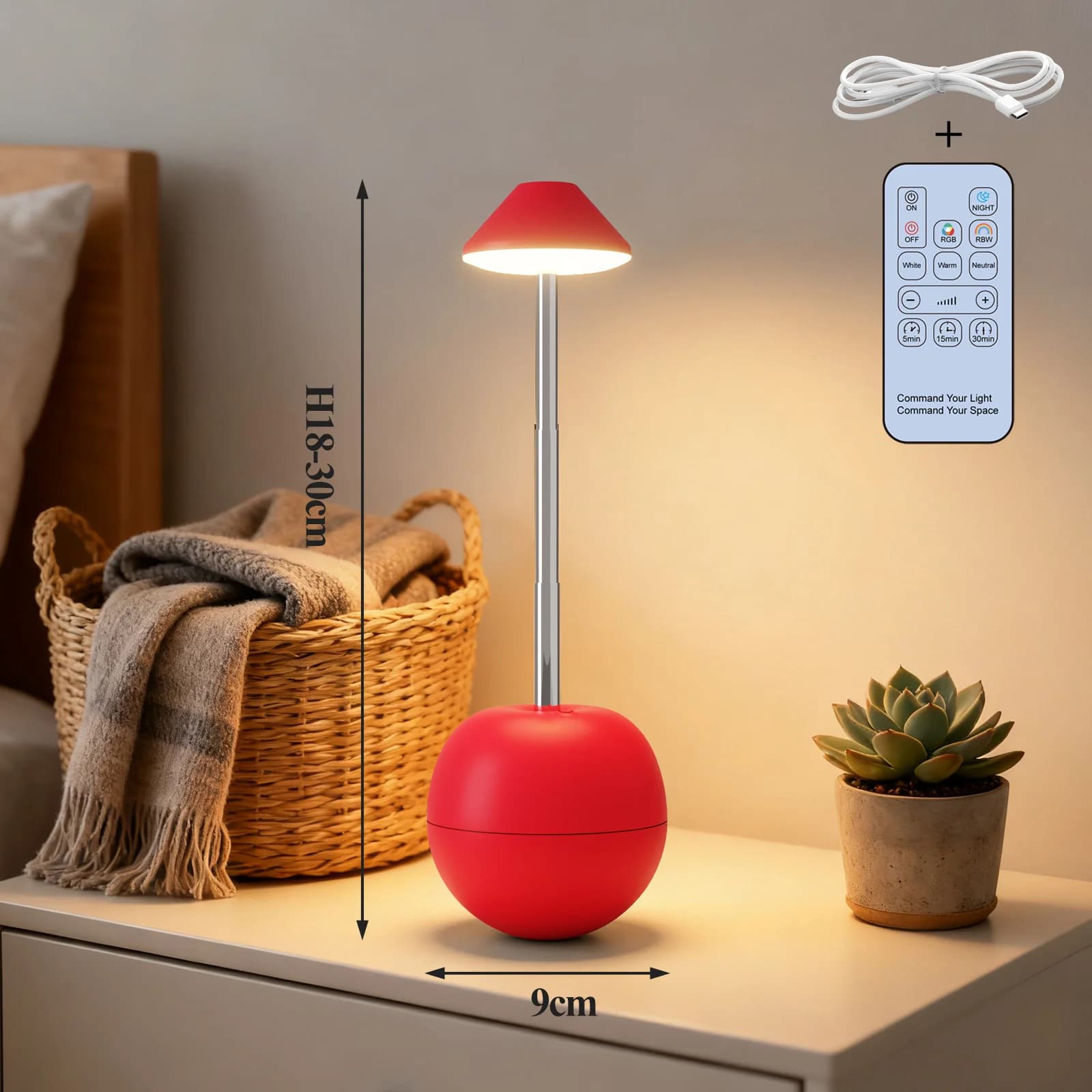 Nabíjecí kreativní LED noční lampička na stůl s dálkovým ovládáním