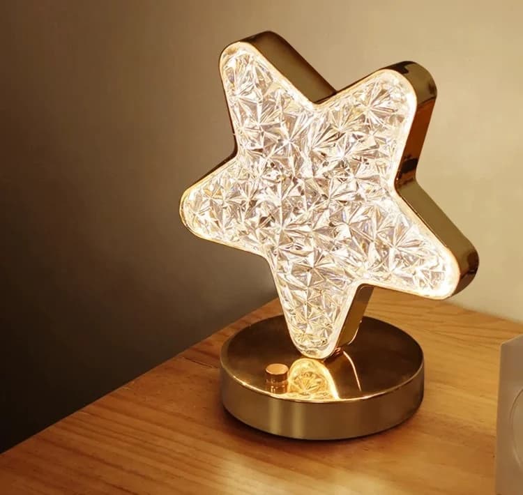 Nabíjecí LED noční světlo s křišťálem hvězda a měsíc