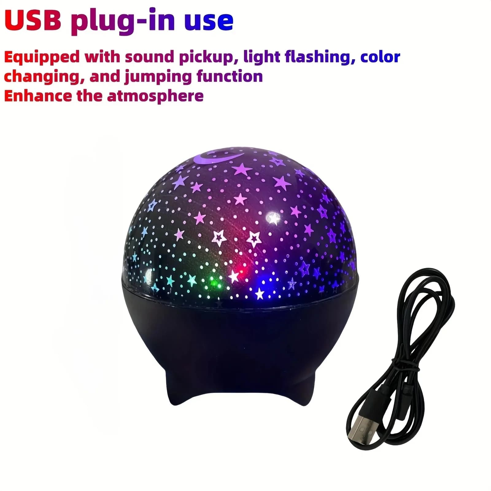 Mini USB projektor hvězd noční světlo, 7 barevných režimů