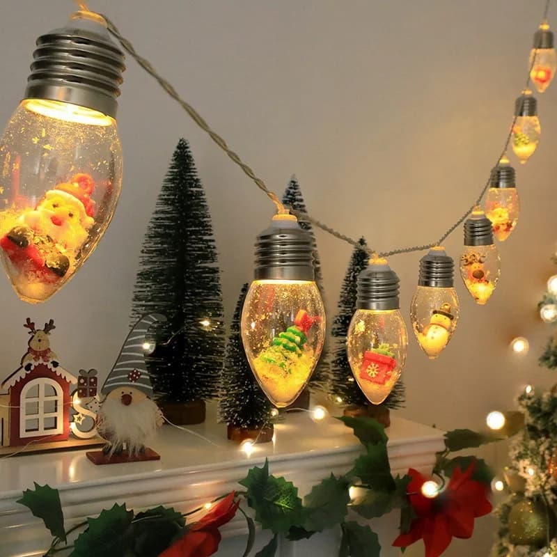 Řetězové vánoční osvětlení s teplými bílými LED žárovkami, na baterie
