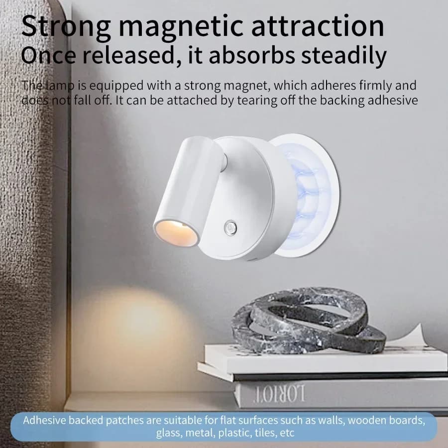 Magnetická nabíjecí nástěnná lampa s dotykovým ovládáním a otočnou hlavou