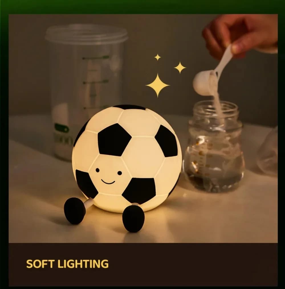 Nabíjecí silikonová noční světlo ve tvaru fotbalového míče, RGB stmívatelné