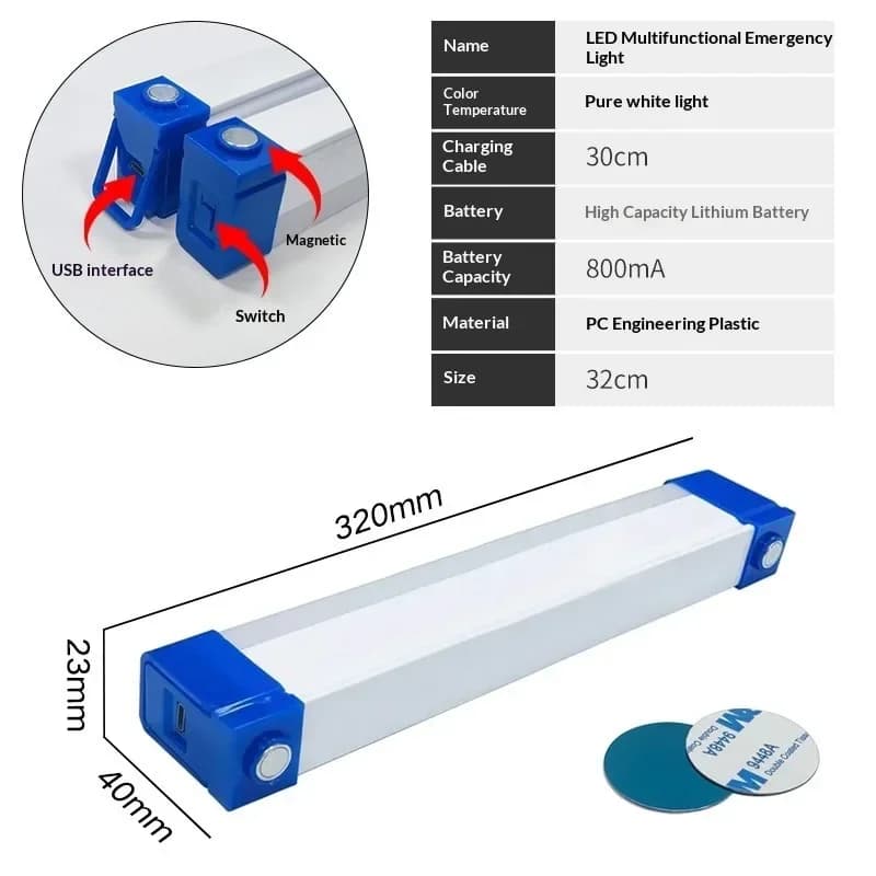 Nabíjecí USB LED trubicové světlo s háčkem