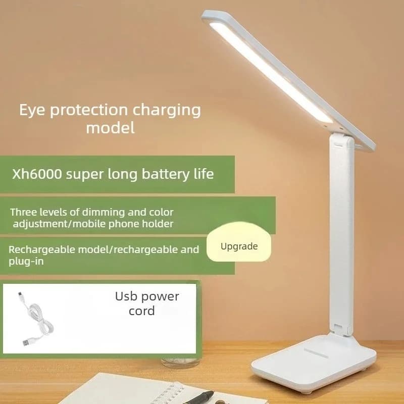 Skládací USB nabíjecí LED stolní lampa s držákem na telefon