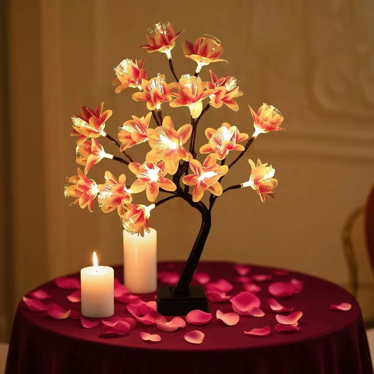 USB noční světlo LED ve tvaru lilie, teplá bílá