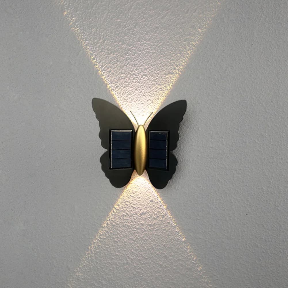 Solární LED nástěnné světlo ve tvaru motýla