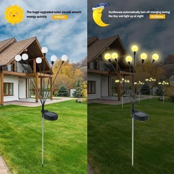 8 ks solárních větrných světel se světluškami do trávy