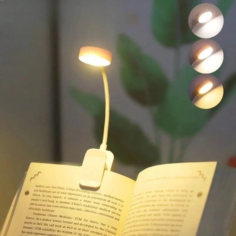 Otáčecí klipová čtecí lampa na baterie s plynulou regulací jasu