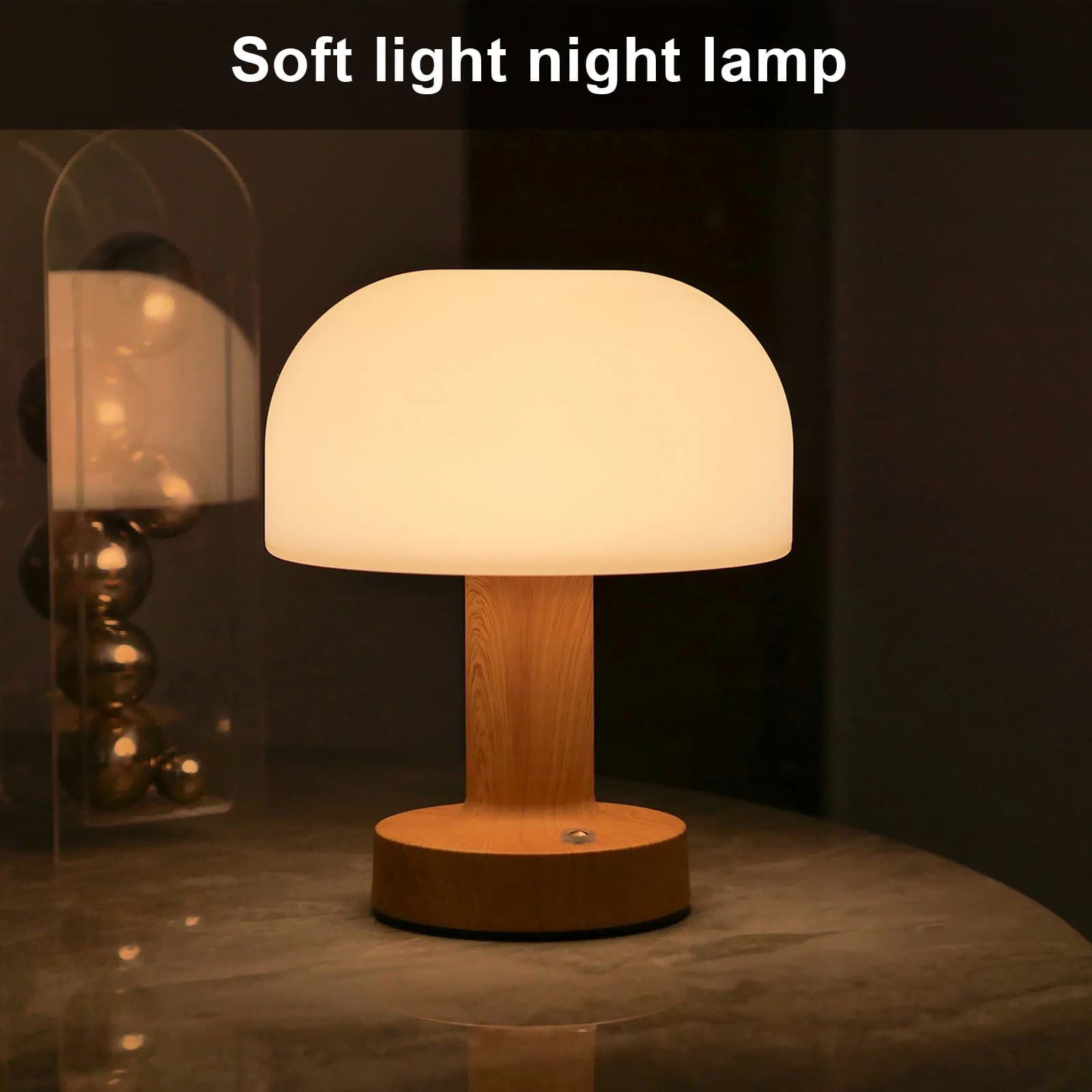Moderní LED stolní lampa ve stylu houby, USB nabíjení, dotekové ovládání