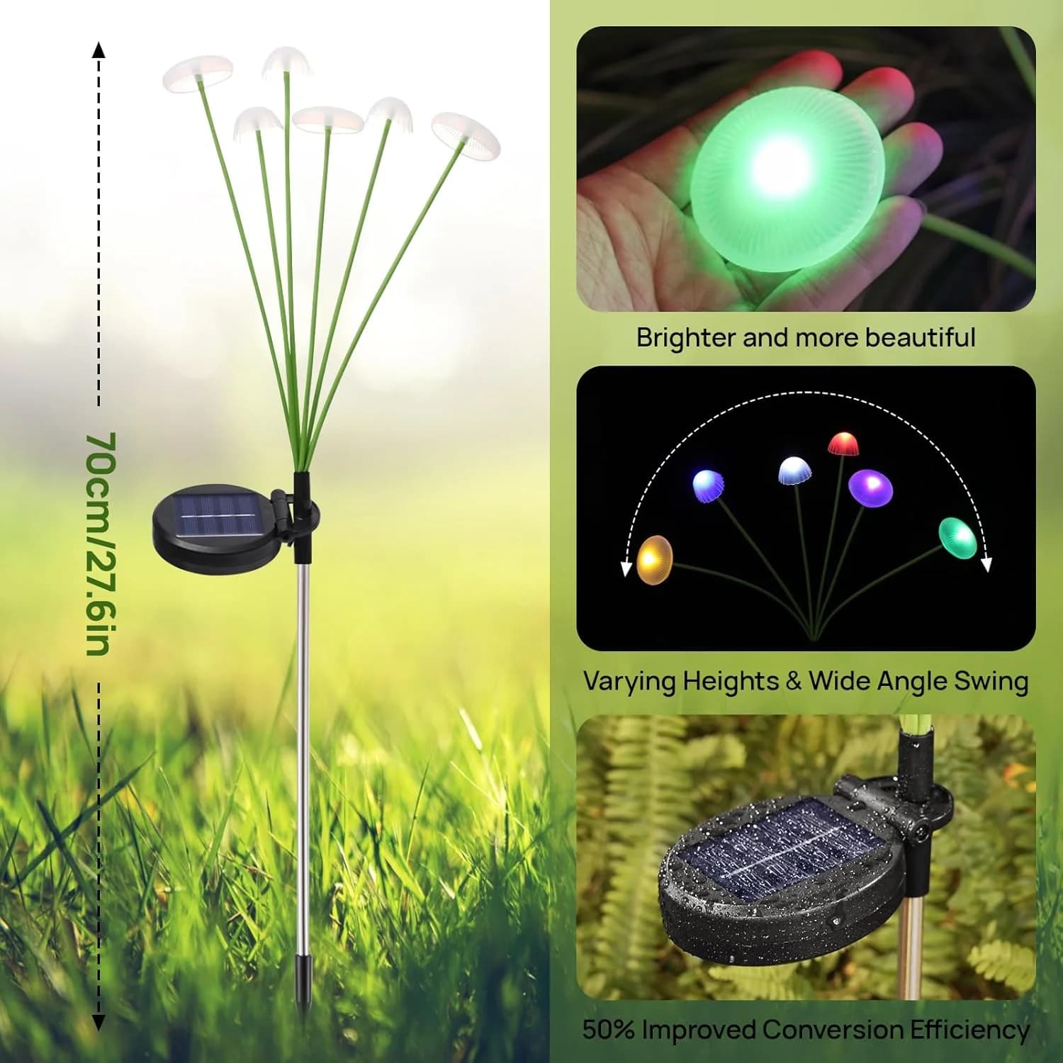 Solární LED zahradní světlo ve tvaru houby, vodotěsné