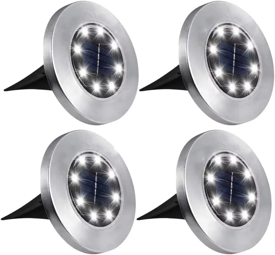 Sada 4 ks solárních LED diskových světel do terasy, 8 LED