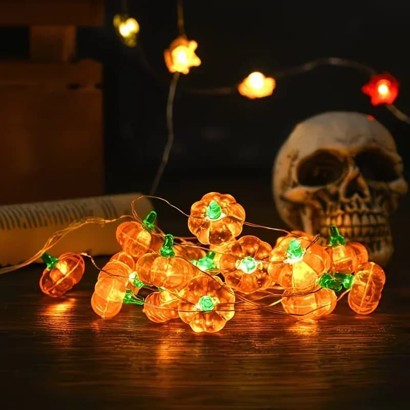 3D dýňové měděné drátové LED řetězové světlo, na baterie