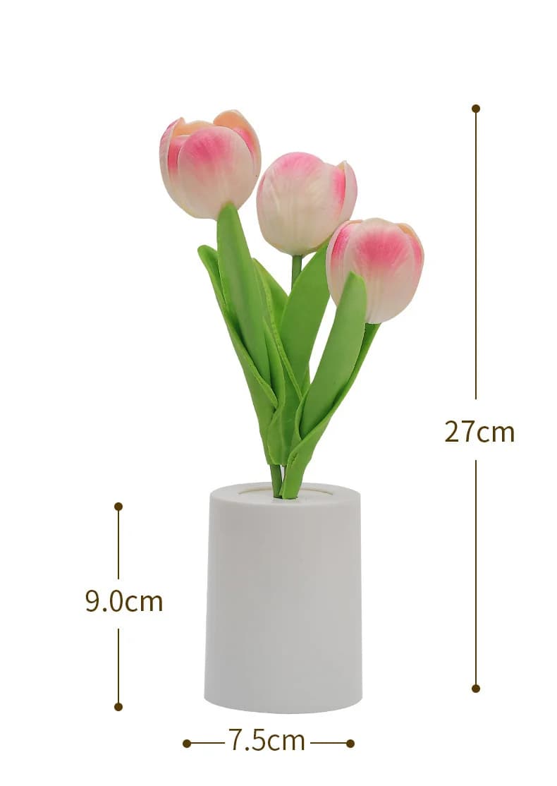 LED noční světlo – simulovaný tulipánový buket, teplé světlo