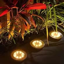 Sada 4 ks solárních LED diskových světel, 8 LED