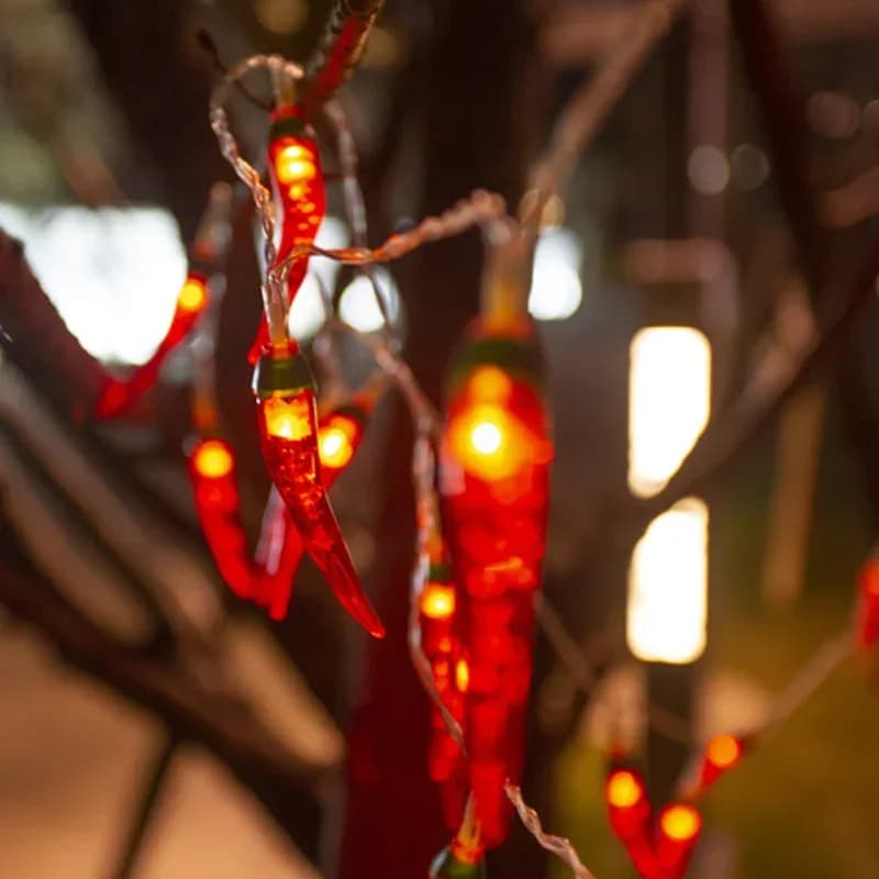 LED řetězové světlo červené chilli papričky USB nebo na baterie
